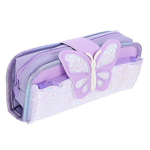 EXCEART 1stk Schreibwaren-Box Pailletten Geldbörse Make- up Kosmetiktasche Süße Kinder Federmäppchen Cartoon Bleistiftbeutel Reißverschluss Pu Violett Multifunktion Student von EXCEART