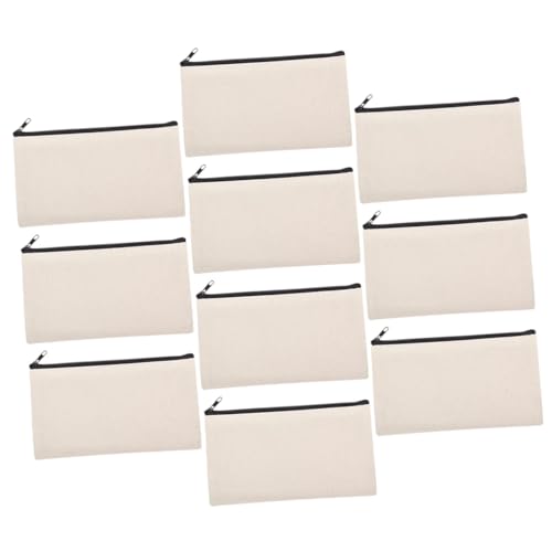 EXCEART Canvas-Make-up-Tasche Mit Reißverschluss 10 Stück Blanko Federmäppchen Wärmeübertragung Canvas-Tasche Basteln Reißverschlusstasche Für Unterwegs von EXCEART