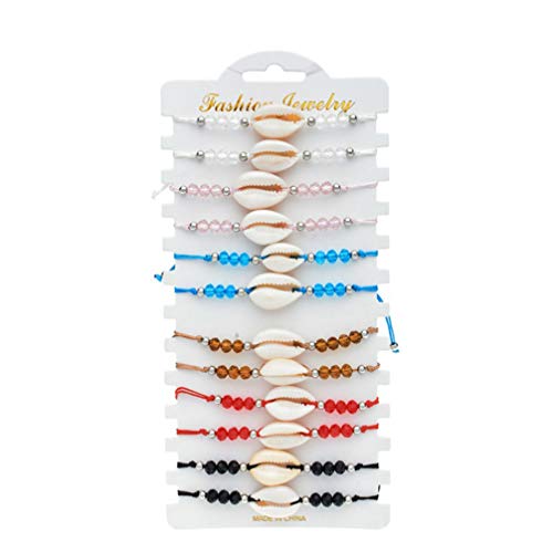 EXCEART 12 Stück Damen Muschel Armbänder Kristall Strickkette Armband Strang Armbänder Deko für Damen, 23 * 1cm, Kristall von EXCEART