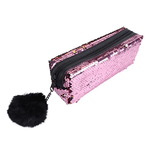 EXCEART 1stk Federmäppchenpaillettenfedermäppchenmakeuppencilcase Federmäppchen Aus Pailletten Glitzer Bleistiftbeutel Pailletten-Kosmetiktasche Damen Geldbörse Haarball Fräulein Polyester von EXCEART