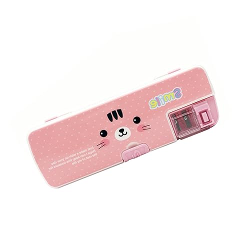 EXCEART Cartoon-Stiftebox 1Stk Multifunktions-Bleistiftbox Studenten Bleistiftbox Kunststoff-Federm?ppchen Stifthalterbox Mäppchen doppelt offen Schreibwaren-Box Rosa von EXCEART