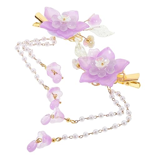 EXCEART 2st Haarnadel Quasten-blumen-haarspange Quaste Haarspange Haarschmuck Für Mädchen Blumen-haarspangen Hanfu-haarschmuck Haarklammer Braut Metall Paar-clip Violett Kirschblüten von EXCEART