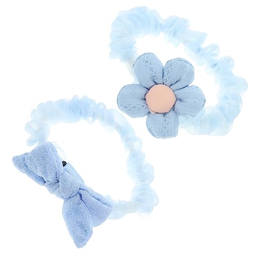 EXCEART Haarschmuck Für Kinder 2 Stück Haarschmuck Kinder Haarschmuck Blumen Haarschmuck Blaue Haaraccessoires Blaue Kopfbedeckung Creme Gummi Garn Kunststoff Mädchen Haargummis Für Kinder von EXCEART