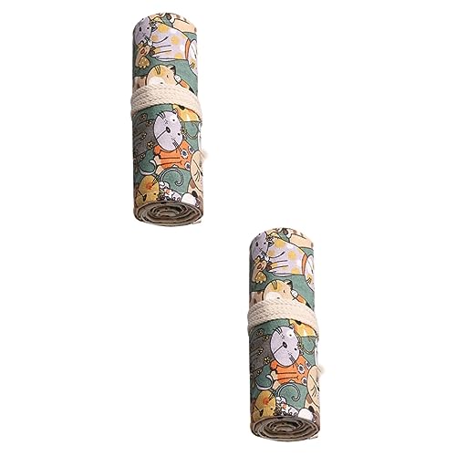 EXCEART 2 Stück Rolle Mäppchen Cartoon-bleistiftbeutel Plüsch-stiftbeutelverpackung Bleistifthalter Wickeln Multifunktionale Tragetasche Bilden Bettwäsche Aus Baumwolle Reisen Stiftrolle von EXCEART