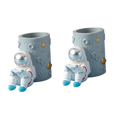 EXCEART 2st Stifthalter Schreibtischbehälter Für Kinder Spaceman-Stift-Organizer Stiftständer Kosmetikpinselhalter Astronautenfigurendekor Make-up-pinseltopf Büro Bleistift Halterung Harz von EXCEART