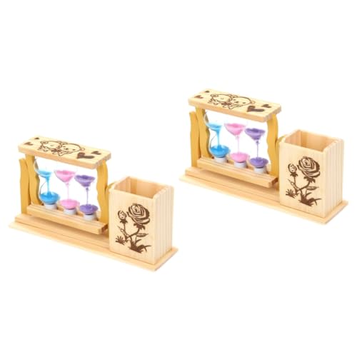 EXCEART 2St Treibsand Stifthalter Bürodekoration Tischdekoration Wohnakzente Dekor das Geschenk Geschenke Bleistifthalter aus Holz Dekoration Rose Geburtstagsgeschenk Make-up-Box Glas von EXCEART