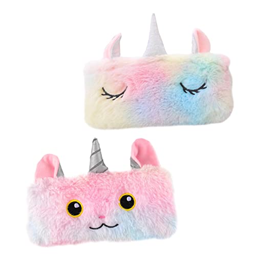 EXCEART 2st Einhorn-plüsch-Tasche Briefpapierbeutel Für Studenten Einhorn Stifttasche Organizer-Taschen Für Die Reise Geschenk Für Mädchen Reise-Make-up-Taschen Plüschtasche Reißverschluss von EXCEART