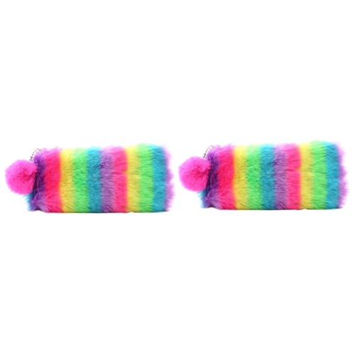 EXCEART 2St Flauschige Federmäppchen Kinder federmäppchen Buntstiftemäppchen Kosmetiktäschchen für Mädchen Flauschige Bleistifttasche schreibwaren Zubehör für Stifttaschen Colorful von EXCEART