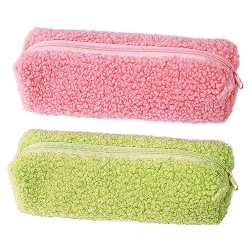 EXCEART 2st Federmäppchen Aus Einfarbigem Plüsch Aufbewahrungsorganisator Für Kinder Fuzzy Bleistiftbeutel Stiftetui Für Kinder Mädchen Tasche Student Tragbar Schreibwaren Polyester von EXCEART