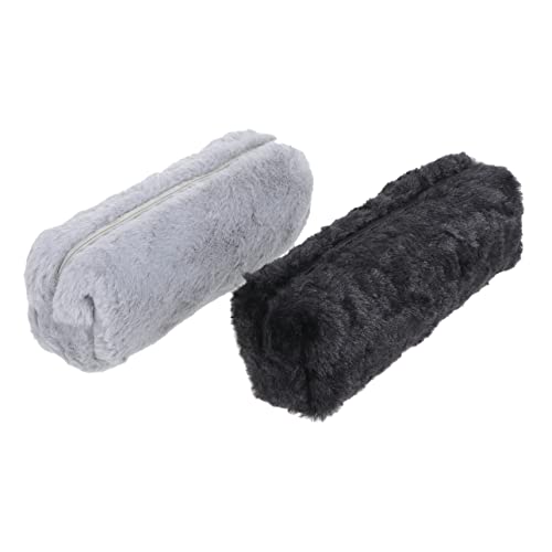 EXCEART 2st Mäppchen Münze Displayränder Für Klassenzimmer Kartenhüllen Stifttasche Bleistift Mit Reißverschluss Stifte Schreibtisch-Organizer Schulbriefpapier Sitz Beutel Plüsch Black von EXCEART