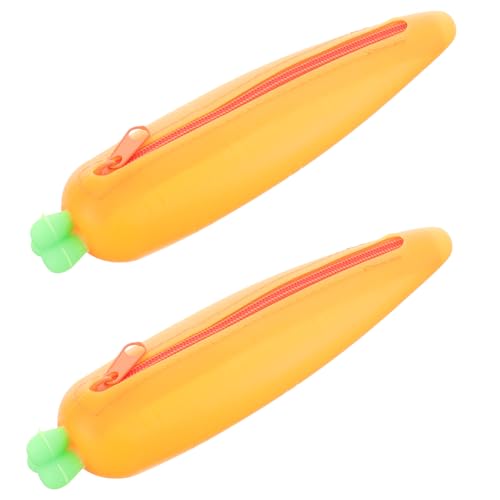 EXCEART 2stücke Karottenförmiges Silikon-federmäppchen Und Praktisch Für Junge Mädchen Große Kapazität Zur Aufbewahrung Von Stiften Bleistiften Und Schreibwaren Unisex Design Für von EXCEART