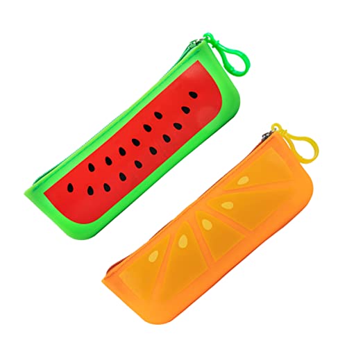 EXCEART 2stücke Stiftetui Kreative Stifte Aufbewahrungstasche Für Schüler Große Kapazität Federmäppchen Im -Design Wassermelone Orange Praktischer Organizer Für Schreibwaren von EXCEART