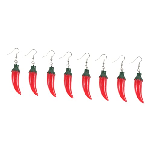 EXCEART 3 Paare Chili-ohrringe Ohrringe Mit Chili-pfeffer-anhänger Peperoni-ohrringe Scharf-würziger Paprika-ohrring Charm-anhänger Mit Rotem Pfeffer Gemüse Plastik Damen Mädchen von EXCEART