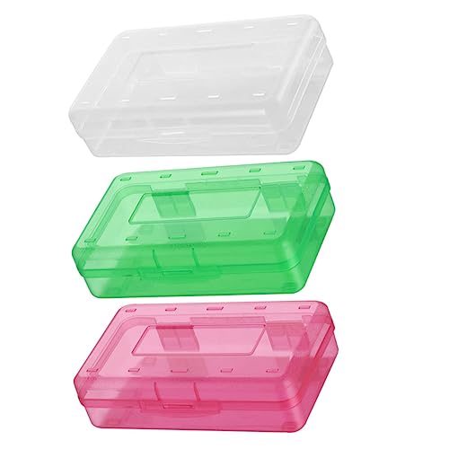 EXCEART 3pcs Stapelbar Bleistift Fällen Einfache Student Schreibwaren Boxen Stift Lagerung Container Farbe von EXCEART