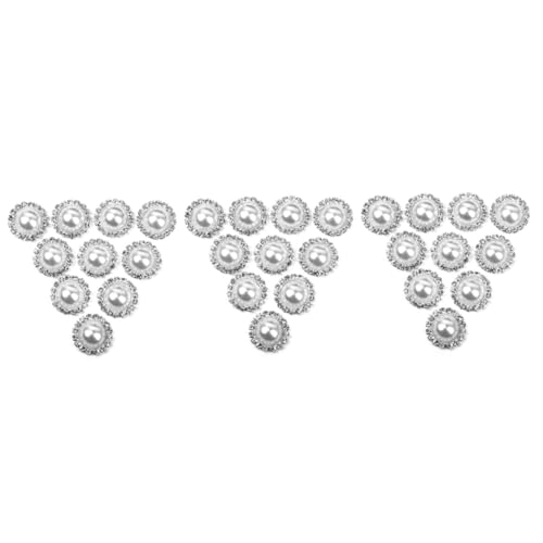 EXCEART 30 Stk Perlenverzierung Strassknöpfe Tasten Boutonniere-anstecknadel Strassverzierung Haarband Dekoration Verzierung Aufkleben Strassperlen Haarbänder Haarschmuck Knopf von EXCEART