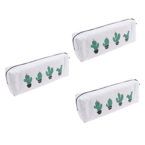 EXCEART 3St Stifttaschen Kinder federmäppchen Makeup Tasche schminkbeutel Four Cactus Pencil case Attractive Pencil case kosemtiktasche Schulbedarf Federmäppchen aus Kaktus-Canvas von EXCEART