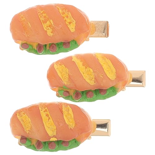 EXCEART 3st Geschenke Haarwerkzeuge Zum Stylen Kreative Haarschmuck Für Mädchen Haarspangen Für Frauen Haarspangen Für Mädchen Haarklammer Hotdog Essen Kind Plastik Schmecken Haarnadel von EXCEART