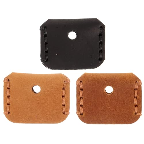 EXCEART 3 StüCk Leder SchlüSselkappen Handgefertigt Vintage SchlüSselhüLlen FüR AutoschlüSsel Schutz Mit Kreativem Design in Schwarz, Braun Und Camel von EXCEART