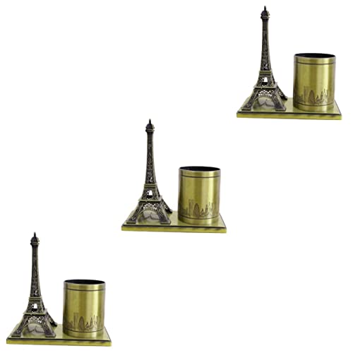 EXCEART 3st Stifthalter Aus Galvanisiertem Metall Stifttopf Schreibtisch Pariser Eiffelturm-Statue Decoraciones para Sala De Casa Bleistiftbecher Büro Zinklegierung Geschenk Jahrgang von EXCEART