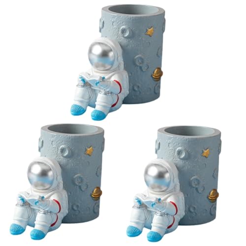 EXCEART 3st Stifthalter Stiftbehälter Basteln Für Kinder Stift-Organizer Astronauten-bleistiftbecher Raumfahrerfigur Bleistiftbecher Für Den Schreibtisch Lagerung Büro Container Harz von EXCEART