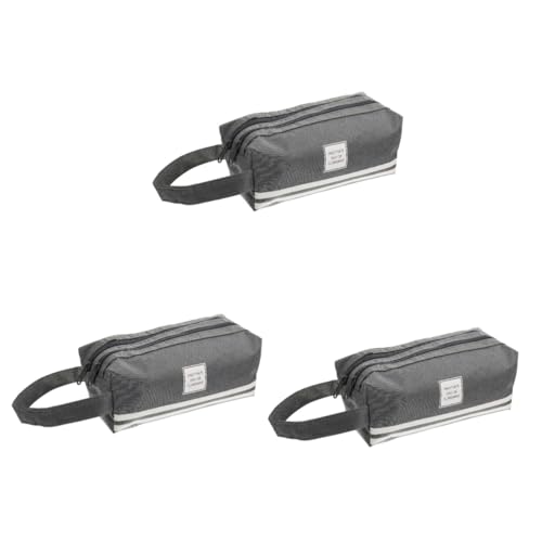 EXCEART 3stücke Doppelschichtiger Oxford Federmäppchen Für Große Kapazität Praktischer Stiftetui Mit Reißverschluss Für Schüler Und Lehrer Tiefgrau von EXCEART