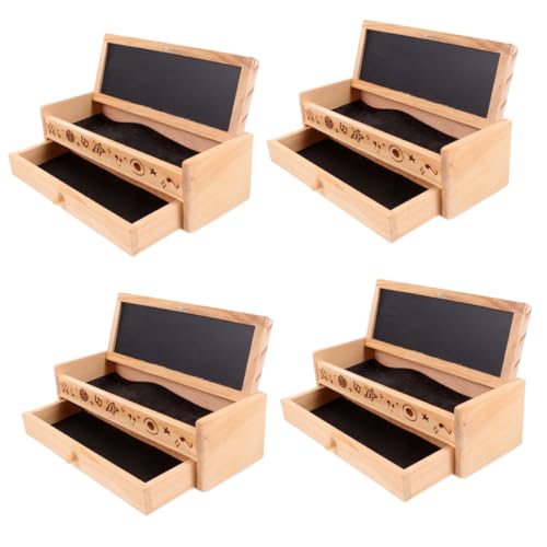 EXCEART 4 Stück Feder mäppchen aus Holz Multifunktions-Federmäppchen Kinder bleistifte Stiftetui aus Holz zweilagiges Holzgehäuse hölzern Schreibwaren-Box Veranstalter Student von EXCEART