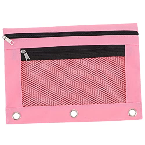 EXCEART 4 Stück Bleistifthalter Tasche Für Ordner Und Stifte Stifthalter Mit Reißverschluss Bindemittel Liefert Planer Federmäppchen Mesh-federmäppchen Klarer Binder Rosa Oxford-Stoff B5 von EXCEART