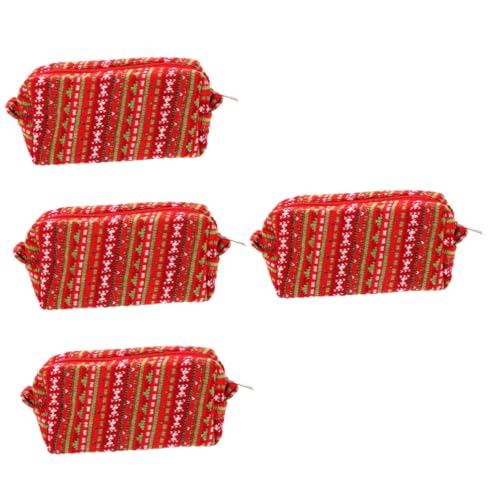 EXCEART 4 Stück gestricktes Federmäppchen Kosmetiktasche mit Fächern Taschen Make-up-Reisetasche Storage Bags Cosmetic Bag Bleistiftbeutel Stricken Kosmetiktasche mit Reißverschluss Garn von EXCEART
