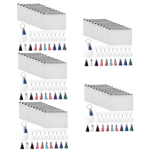 EXCEART 5 Sätze Tasche Aus Segeltuch Mit Wärmeübertragung Sublimationsrohlinge Schlüsselanhänger Sublimations-schlüsselanhänger-rohlinge Haushaltsprodukte Weiß Tragetasche Reisen Verdicken von EXCEART