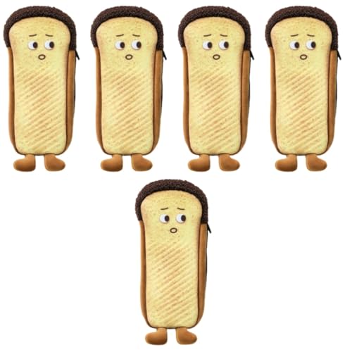 EXCEART 5st Federmäppchen Brot Portemonnaie Cartoon-Kosmetiktasche Süße Federtasche Süßes Federmäppchen Kleine Geldbörse Toast-federmäppchen Schreibwaren Bleistift Mädchen Komposit-Nylon von EXCEART