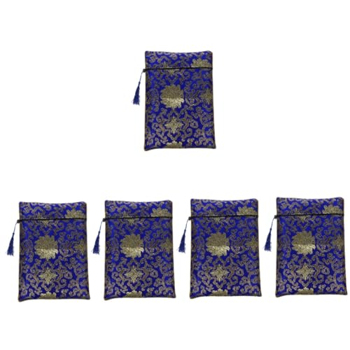 EXCEART 5 Stück Reißverschlusstasche Geldbörse mit Reißverschluss Büchertasche School Bag Schoolbag Federtasche mit großem Fassungsvermögen dekorative Schreibwarentasche die Seide Blue von EXCEART