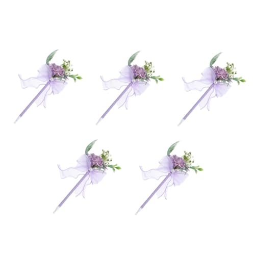 EXCEART 5st Simulierter Blumenstraußstift Künstlicher Blumenstift Blumenschreibstift Fake-Bouquet-Kugelschreiber Simulation Blumenstift Schreibstifte Dekorativer Stift Violett Seidentuch von EXCEART