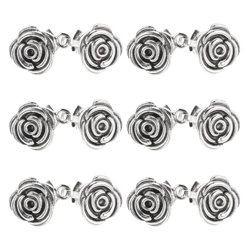 EXCEART 6 Stück Retro Rosen Pullover Clips: Vintage Cardigan Schal Verschlüsse - Blumen Brosche - Vintage Shirt Clip - Kleid Cinch Cape Pullover Cardigan Schal Verschluss von EXCEART