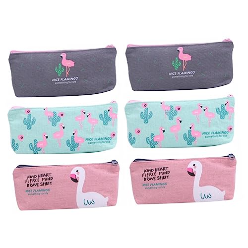 EXCEART 6 STK Mäppchen Flamingo-stifthalter Kosmetik-Make-up-Tasche Geburtstagsgeschenke Für Schüler Kosmetiktäschchen Für Mädchen Flamingo-Kupplung Segeltuch Hawaii Wenig Frisch Student von EXCEART