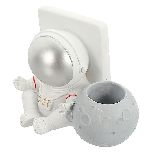 EXCEART Astronautenhalterung Astronaut Handyhalter Miniatur Handyständer Ornament Cartoon-Stifthalter Desktop-Stifthalter nordisch Dekorationen Schreibwarenregal schmücken Kind Harz Weiß von EXCEART