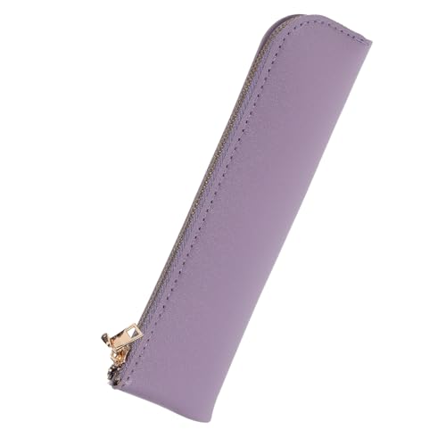 EXCEART Einfarbig Bleistift Tasche Bleistift Fall Beutel Pu Leder Zipper Tasche Schreibwaren für Studenten von EXCEART
