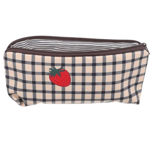 EXCEART Federmäppchen Große Bleistift-Aufbewahrungstasche Bleistifttasche Mit Reißverschlussdesign Erdbeer-Stoffbeutel Bleistiftbeutel Groß Großer Bleistift-Organizer Polyester von EXCEART