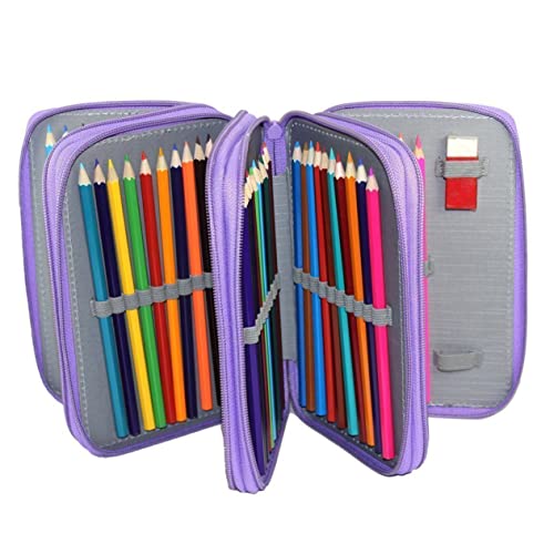 EXCEART Bleistifthalter Organizer 72 Slots Für Schule Und Büro Lila 4-lagig Reißverschluss Für Mädchen Und Jungen Kunstbedarf Schreibwaren von EXCEART