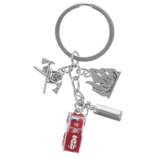 EXCEART Feuerwehr SchlüSselanhäNger Aus Metall – Stilvolle TaschenanhäNger Mit Feuerwehrmotiven Helm, FeuerlöScher Und Abzeichen, Perfekt Als FüR FeuerwehrmäNner von EXCEART