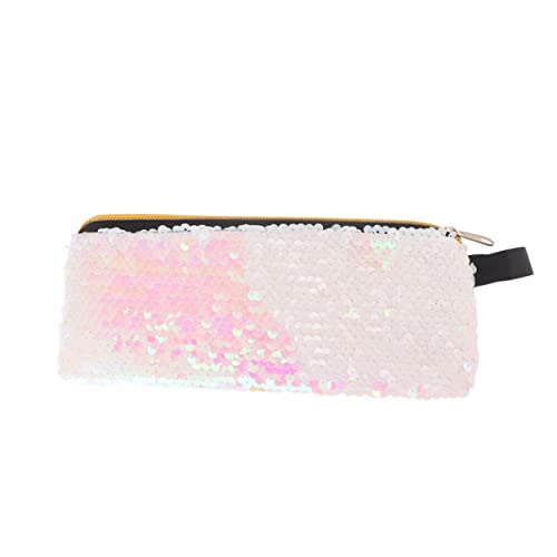 EXCEART Für Stifte Rosa Kosmetik Pailletten Zuhause Glitzernd Make-Up Handtasche Kreativ Glänzend Mädchen Reißverschluss Meerjungfrau Weiß Pailletten Wendbar Tasche Für von EXCEART