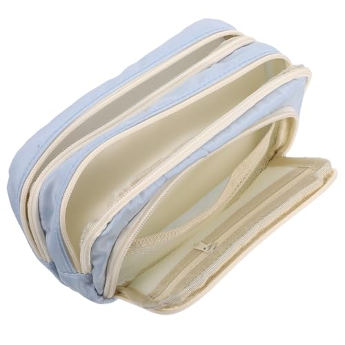 EXCEART Großes Mäppchen mit Fächern für Mädchen Geräumiges Federmäppchen mit Trennfächern Leichter Stifte Kunstbedarf Organizer Vielseitige Aufbewahrung für Schüler und Künstler Hellblau von EXCEART