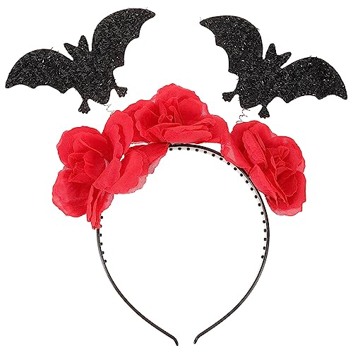 EXCEART Halloween-stirnband Fledermausflügel-stirnband Cosplay-zubehör Maskerade-cosplay-stirnbänder Gotischer Floraler Kopfschmuck Leistungsstütze Tag Der Toten Plastik Schal Haar von EXCEART