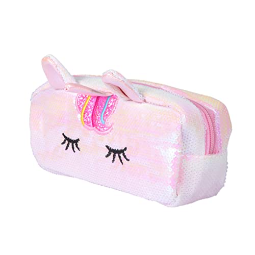 EXCEART Farbiges Federmäppchen Stofftierhalter Tierbleistiftbeutel Plüsch Kosmetiktasche Federmäppchen Mit Einhorn Pailletten Aufbewahrungstasche Damen Make-up-Set Für Kinder von EXCEART