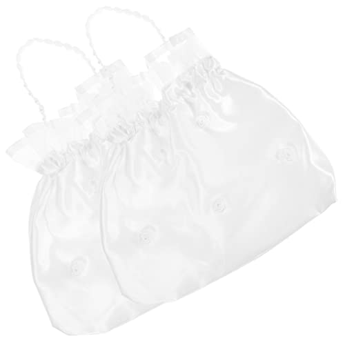 EXCEART Hochzeit Taschen 2 stücke Satin Braut Hochzeit Geld Tasche Hochzeit Geschenk Tasche Brautdusche Handtasche Weiß Brautjungfer Braut Blume Dollar Tanz Braut Geldbörse für Hochzeit Favor, von EXCEART