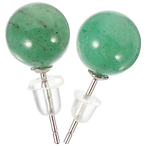 EXCEART Schmuck Ohrringe Jade-Ohrringe Ohrstecker 925Er Sterlingsilber Edelstein-Ohrringe Runde Kugel-Ohrstecker Vintage-Ohrringe Schmuck Für Frauen Freundin Geschenk Grün Retro-Ohrringe von EXCEART