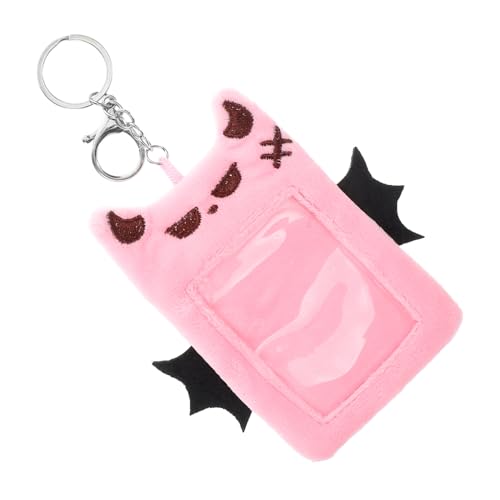 EXCEART Kartenabdeckung Kreditkartenetui Ausweishalter Hüllen-id-Bank Kartenschutz Cartoon-fotohülle Fotokartenordner Süßer Fotokarten-schlüsselanhänger Buskarten-schutzhülle Plüsch Rosa von EXCEART