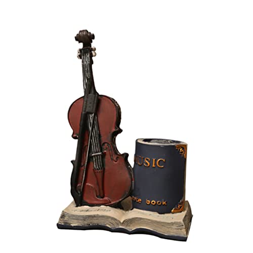 EXCEART Kasten Coole Stifthalter Jahrgang Musikalische Statuen Musik Ornamente Vintage Stifthalter Antiker Stifthalter Vintage-Ornamente Stifthalter Dekoration Student Mäppchen Violine von EXCEART