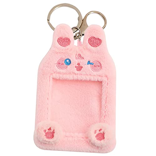 EXCEART Keychian-Kartenschützer scheckkarten-etui bürogadges für Kartenset visitenkarten Box Karten etui Kaninchen Karikatur Kartenhüllen Plüsch Kartenetui mit Cartoon-Tiermotiv Stoff Rosa von EXCEART