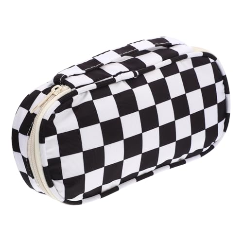 EXCEART Bleistiftbeutel Stifte Organizer Tragbare Stiftetasche Mit Großem Fassungsvermögen Für Schule Und Büro Kosmetiktasche Für Schüler Schwarzer Und Weißer Karomuster Langlebiges von EXCEART