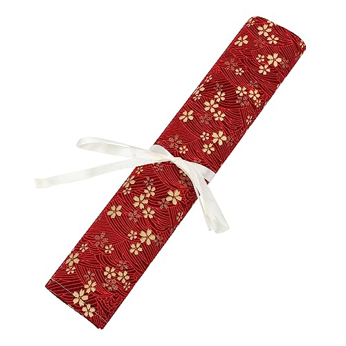 EXCEART Kleidersack Storage Pockets Storage Bags Stiftmappe Pen Holder Stift Halter Leinwandhalterständer Pinselstifte Stiftetui für Kunstmalerei Aufbewahrungstasche für Stifte Bambus rot von EXCEART